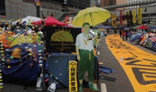 港人爭普選,防胡椒槍擊兼防雨的雨傘成為爭普選運動主視覺。