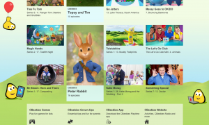 網頁截圖（httpwww.bbc.co.ukiplayercbeebies），有多樣的節目，而最下角有給孩子玩的遊戲、給大人的資訊、APP與官網。